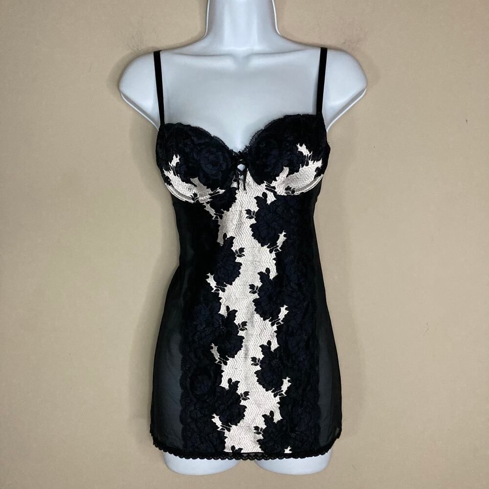 Victoria's Secret Lingerie Corset Top Semi Sheer Lace See Through Top Dress 34B